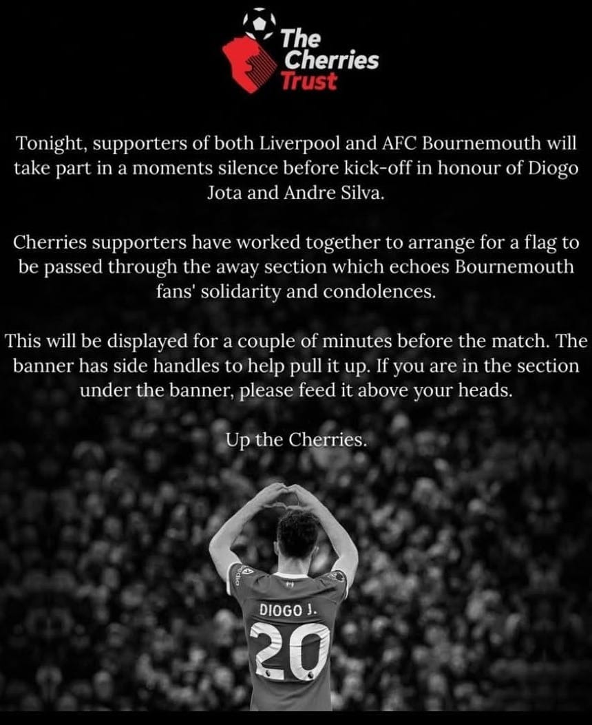 AFC Bournemouth Tribute to Diogo Jota and Andre Silva